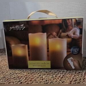 NEW Apothecary & Company 3 Pc LED Candle Set w/ Remote Control